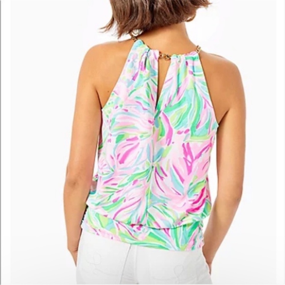 Lilly Pulitzer Pink and Green Halter Top - Picture 2 of 12